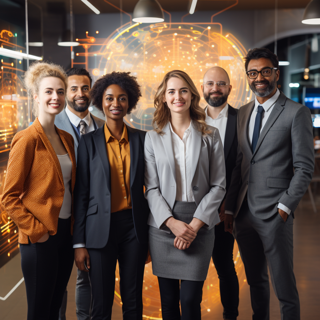 Diverse business people smiling and enjoying their career.